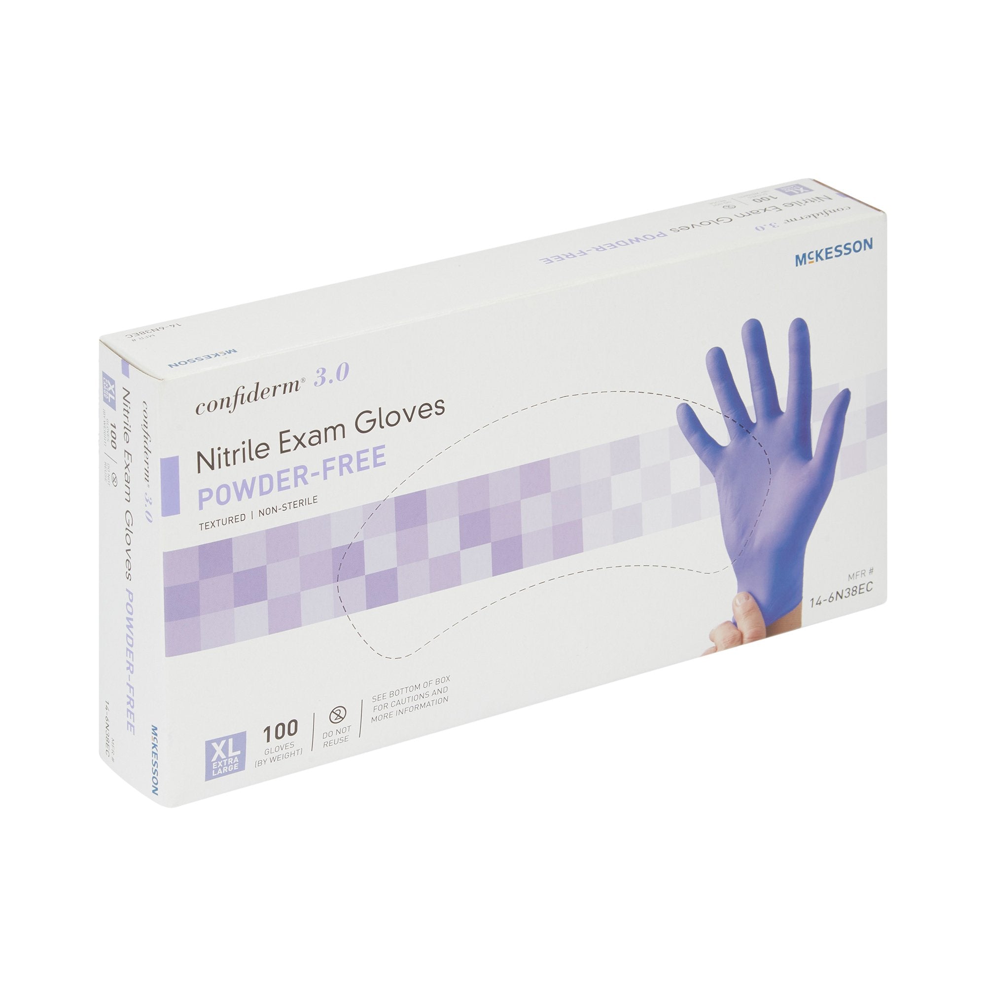 McKesson Confiderm® 3.0 Nitrile Exam Glove, Extra Large, Blue