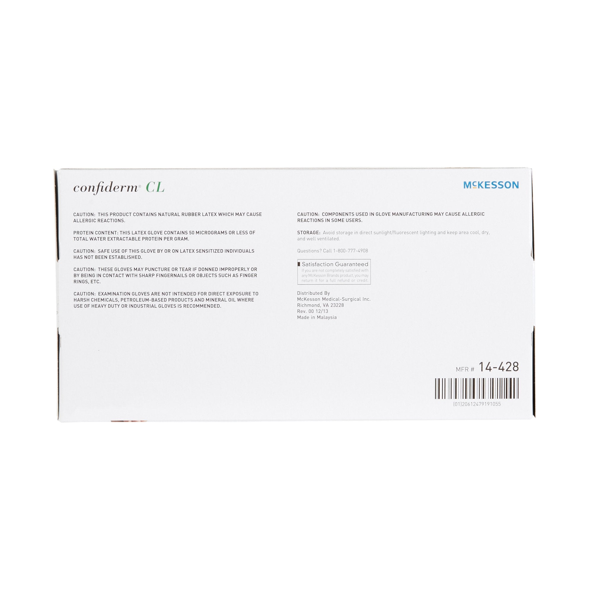 McKesson Confiderm® Latex Exam Glove, Large, Ivory