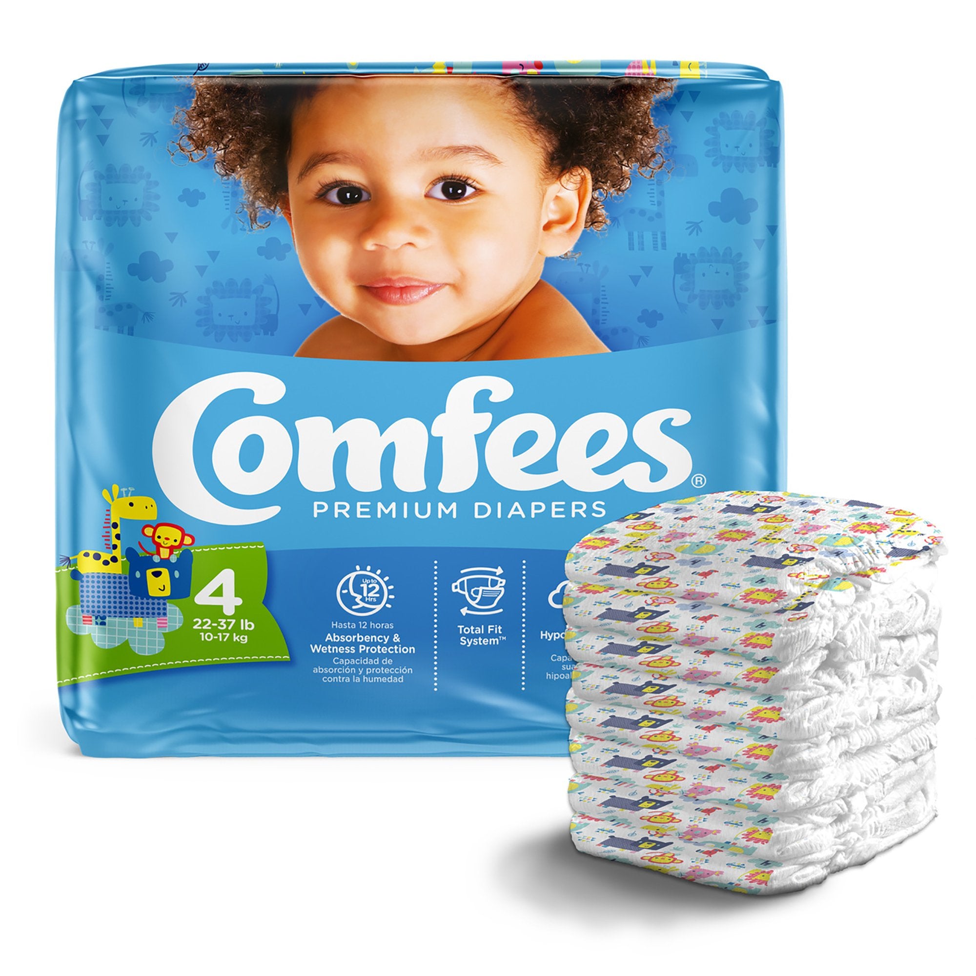 Comfees® Premium Diapers, Unisex, Baby, Tab Closure, Size 4