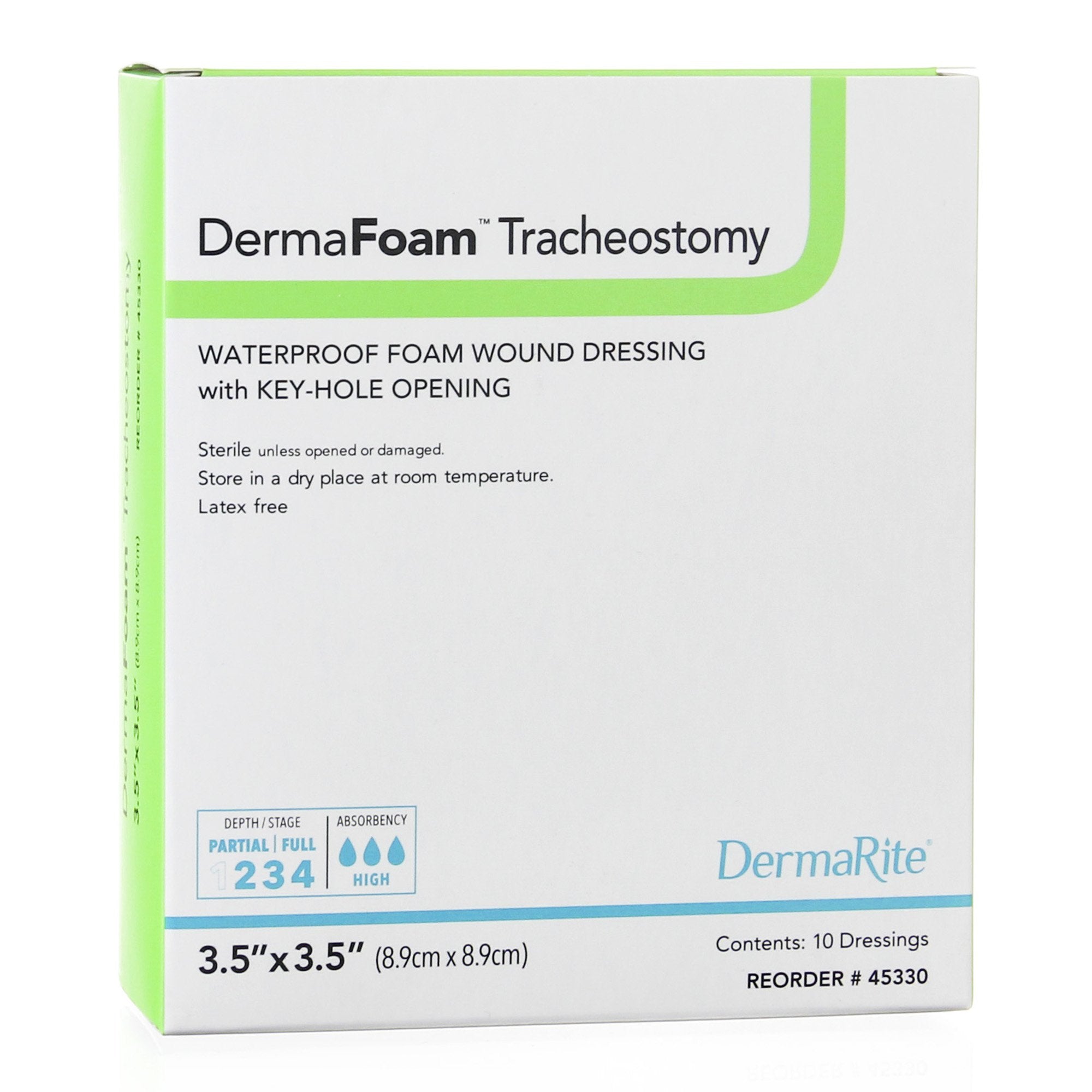 DermaFoam® Tracheostomy Nonadhesive without Border Foam Dressing, 3½ x 3½ Inch