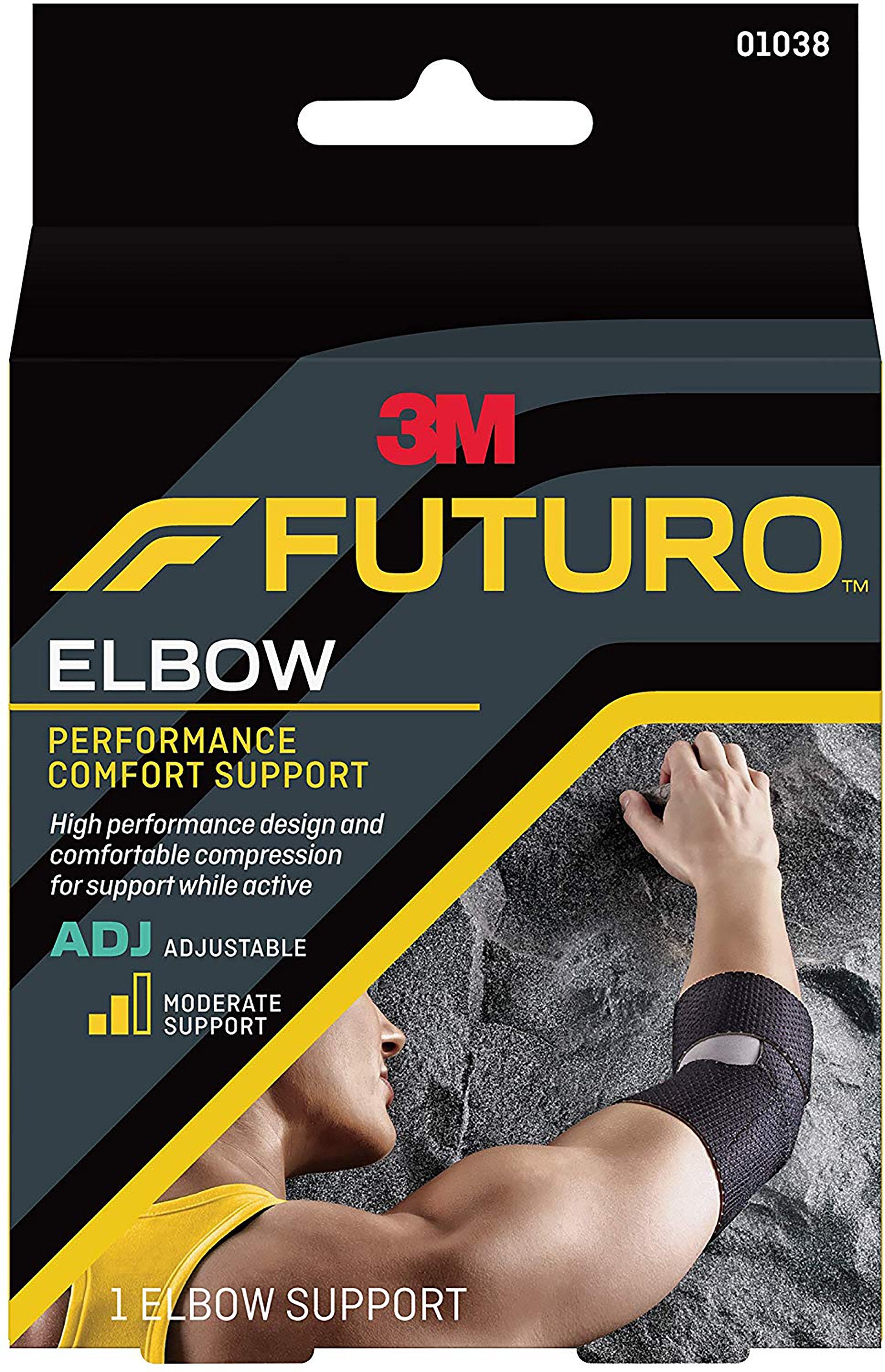 3M Futuro Elbow Support, Left or Right Elbow, Black, One Size