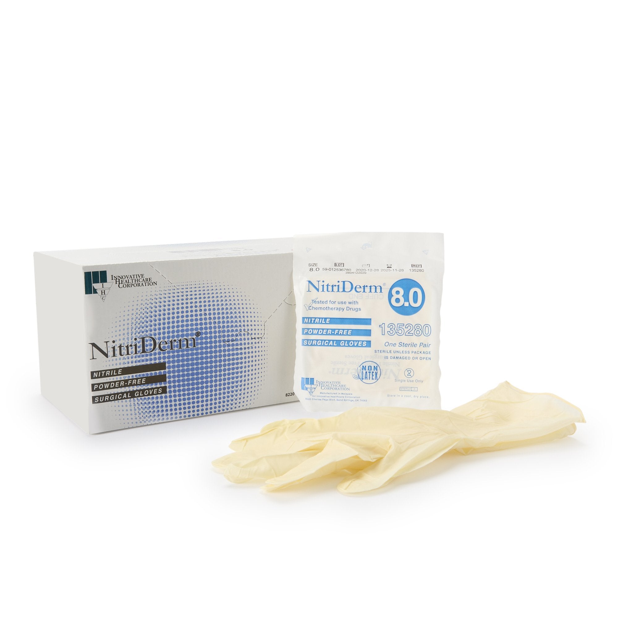 NitriDerm® Nitrile Surgical Glove, Size 8, White