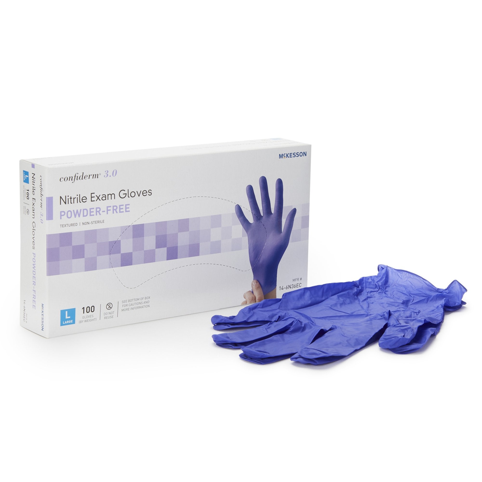 McKesson Confiderm® 3.0 Nitrile Exam Glove, Large, Blue