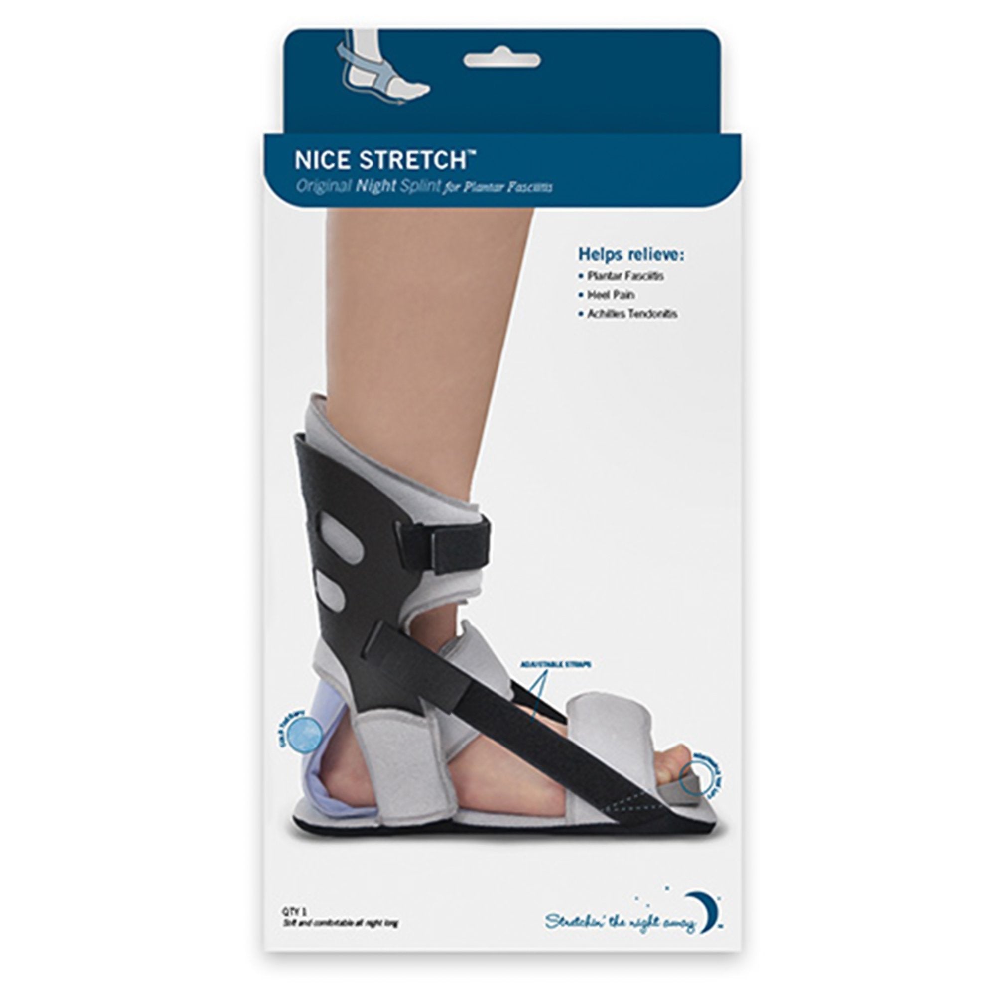 Nice Stretch® Original with Polar Ice® Plantar Fasciitis Night Splint with Ice Pack, Medium