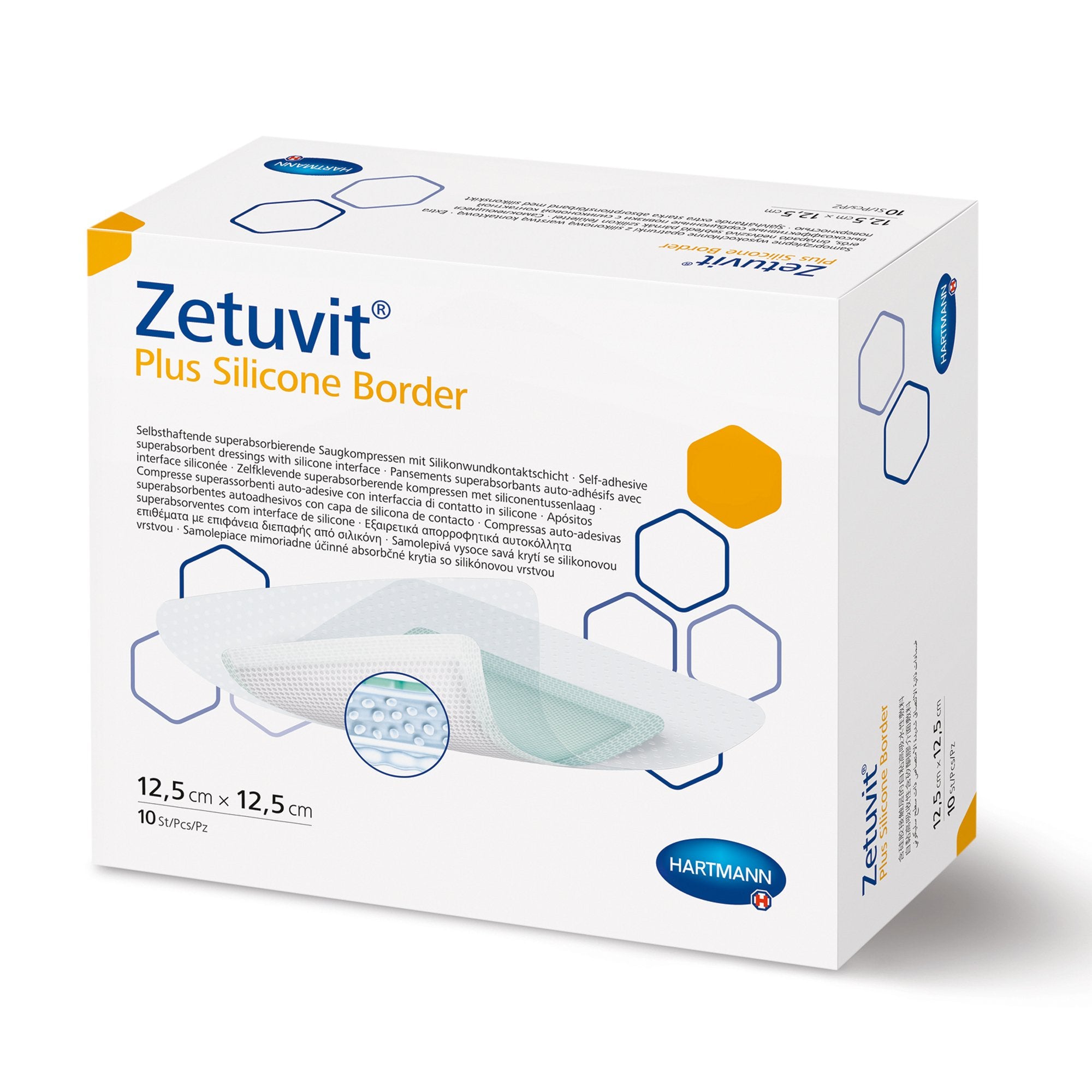 Zetuvit® Plus Silicone Border Super Absorbent Dressing, 7 x 7 Inch