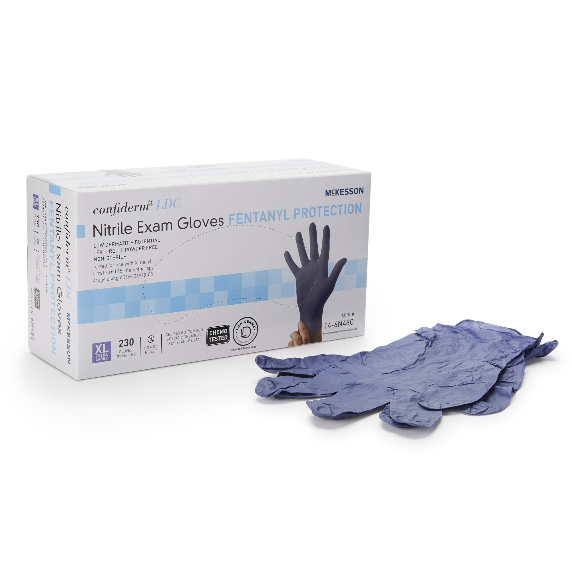 McKesson Confiderm® LDC Exam Glove, Extra Large, Blue