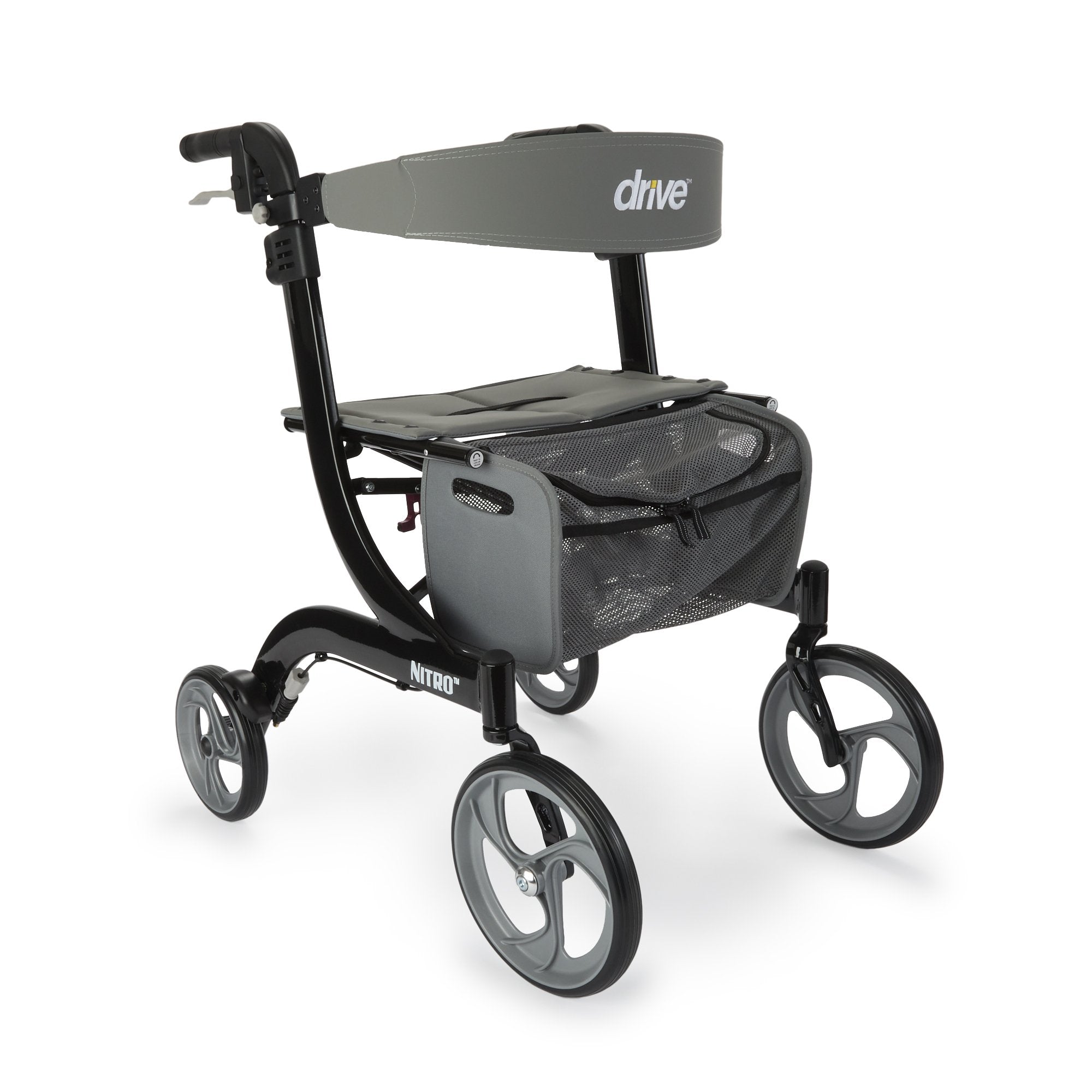 drive™ Nitro Four-Wheel Rollator, Black