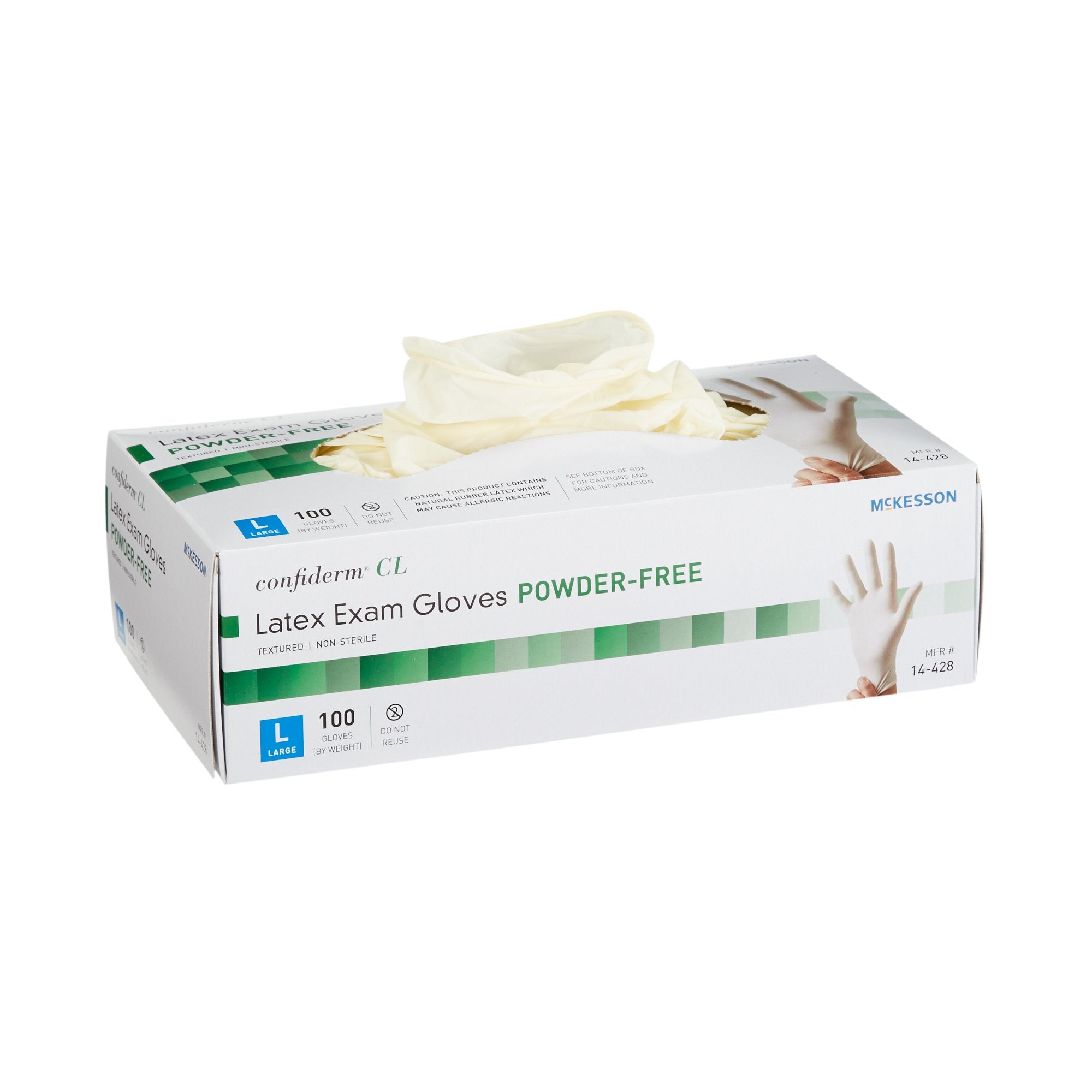 McKesson Confiderm® Latex Exam Glove, Large, Ivory