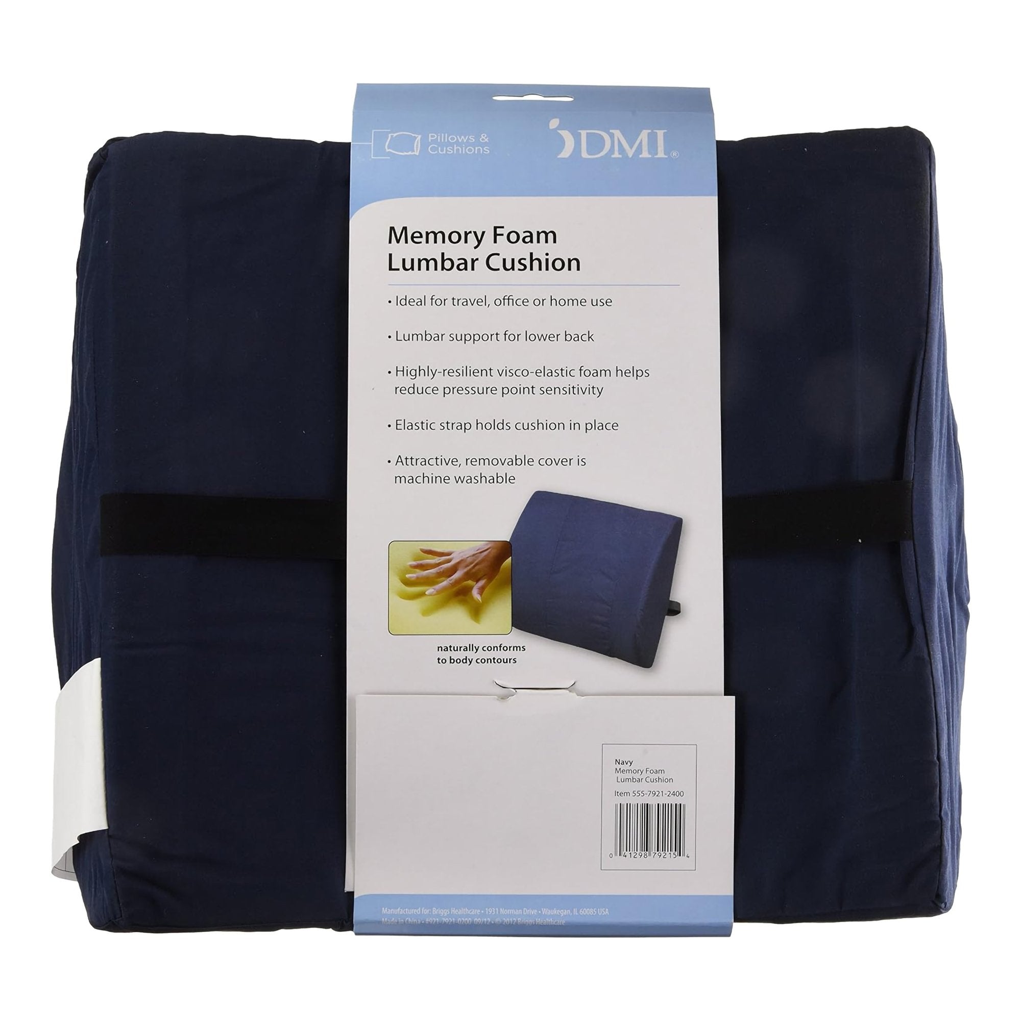 DMI® Memory Foam Lumbar Seat Cushion, Navy Blue