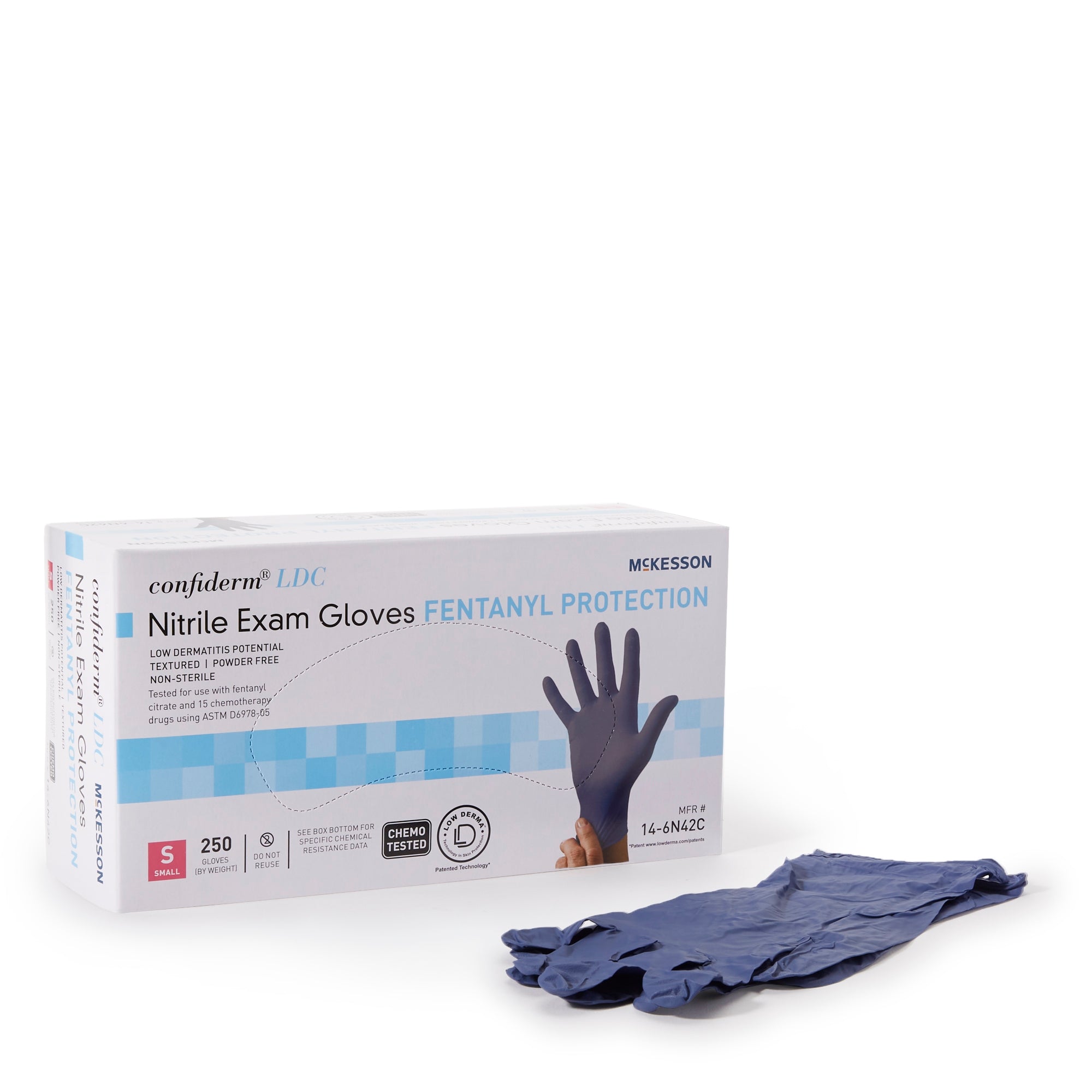 McKesson Confiderm® LDC Nitrile Exam Glove, Small, Blue