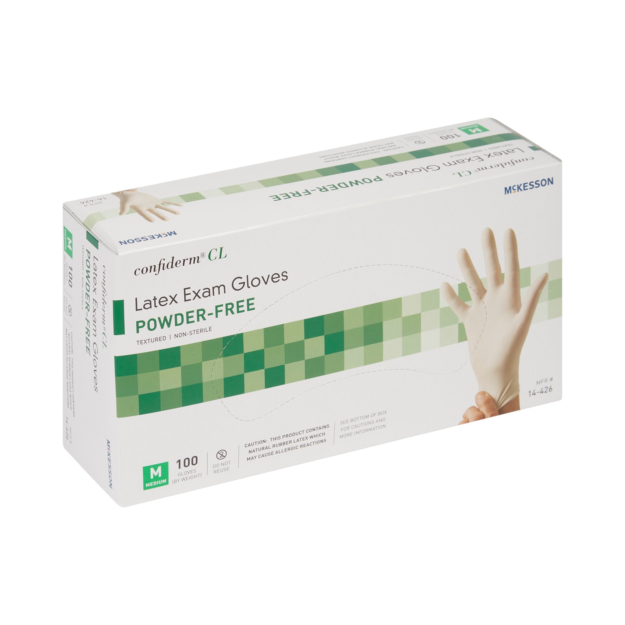 McKesson Confiderm® Latex Exam Glove, Medium, Ivory