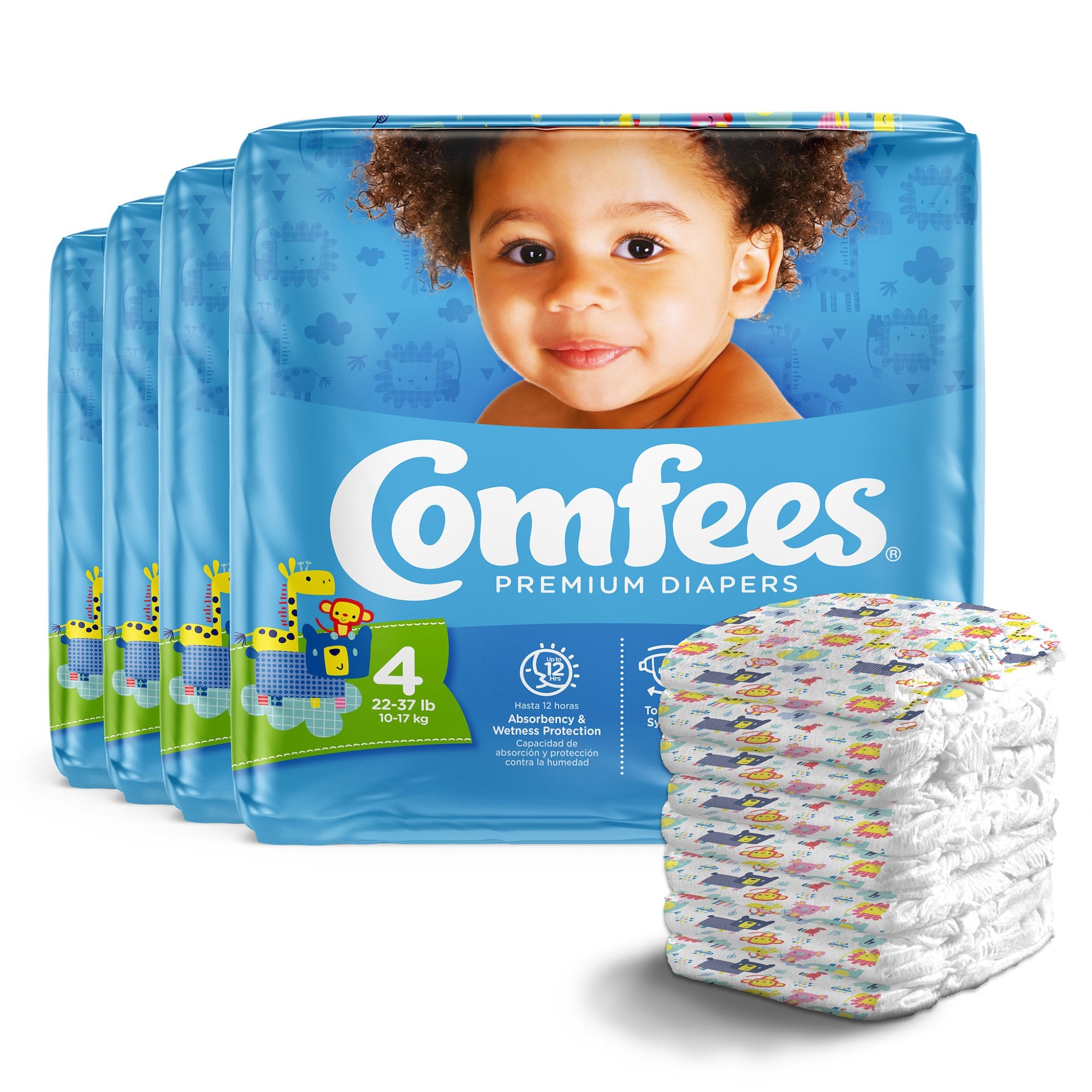 Comfees® Premium Diapers, Unisex, Baby, Tab Closure, Size 4