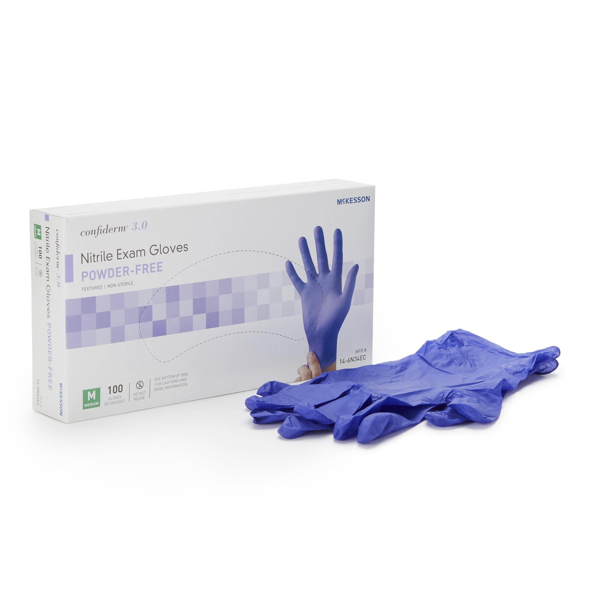 McKesson Confiderm® 3.0 Nitrile Exam Glove, Medium, Blue