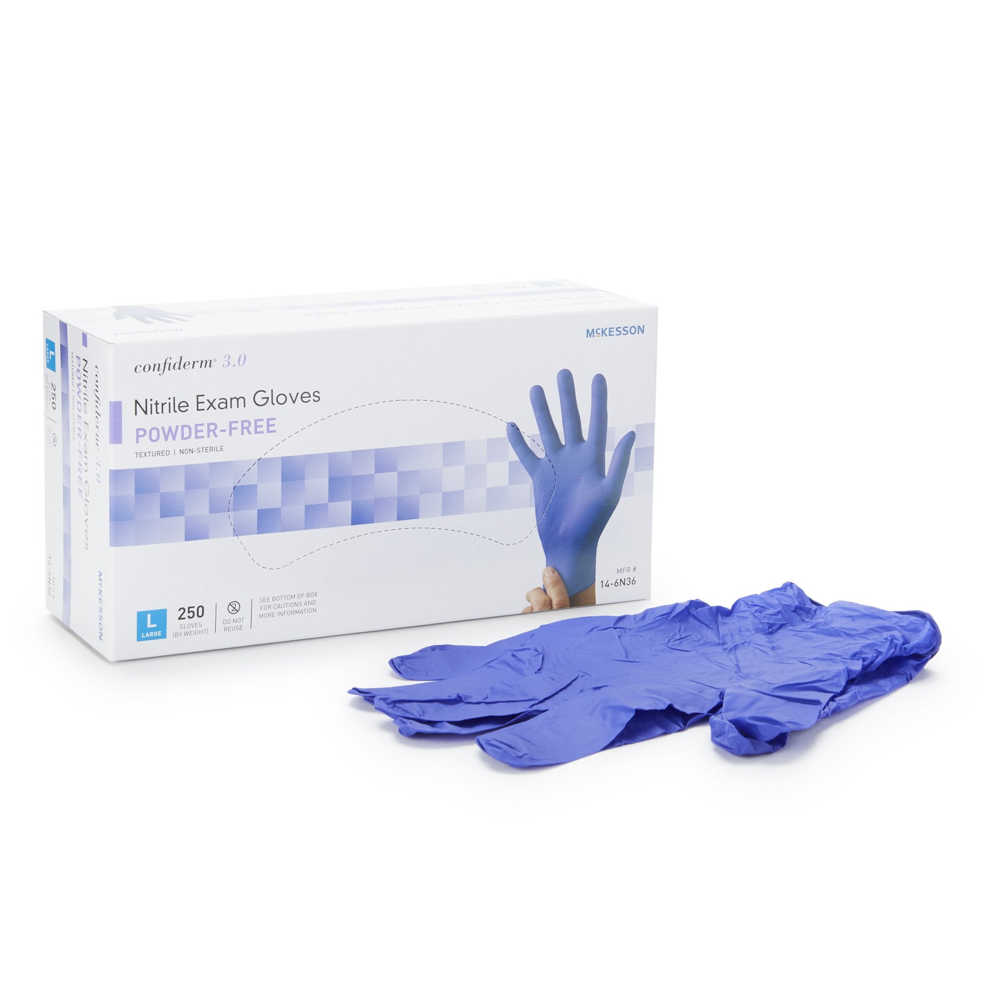 McKesson Confiderm® 3.0 Nitrile Exam Glove, Large, Blue