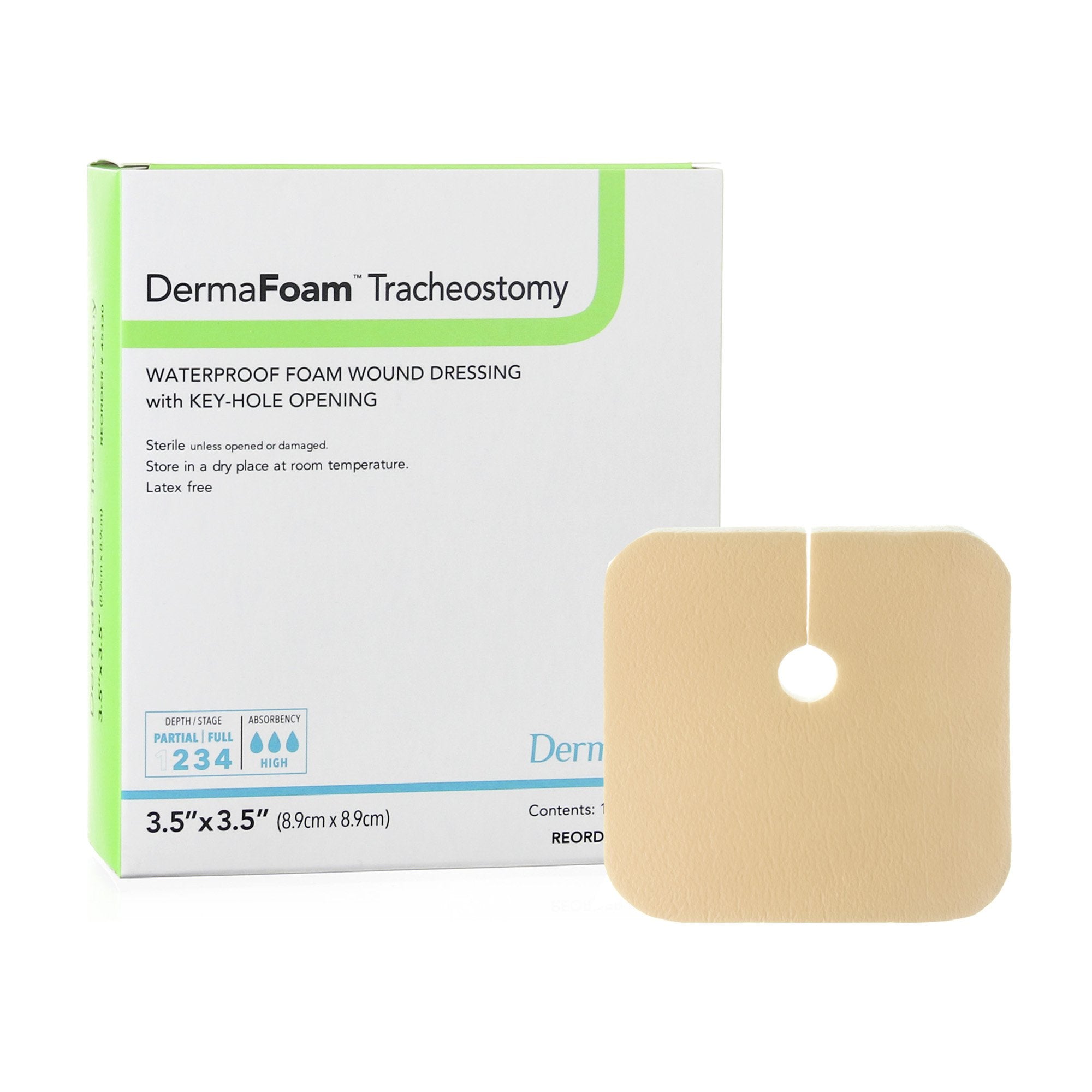 DermaFoam® Tracheostomy Nonadhesive without Border Foam Dressing, 3½ x 3½ Inch