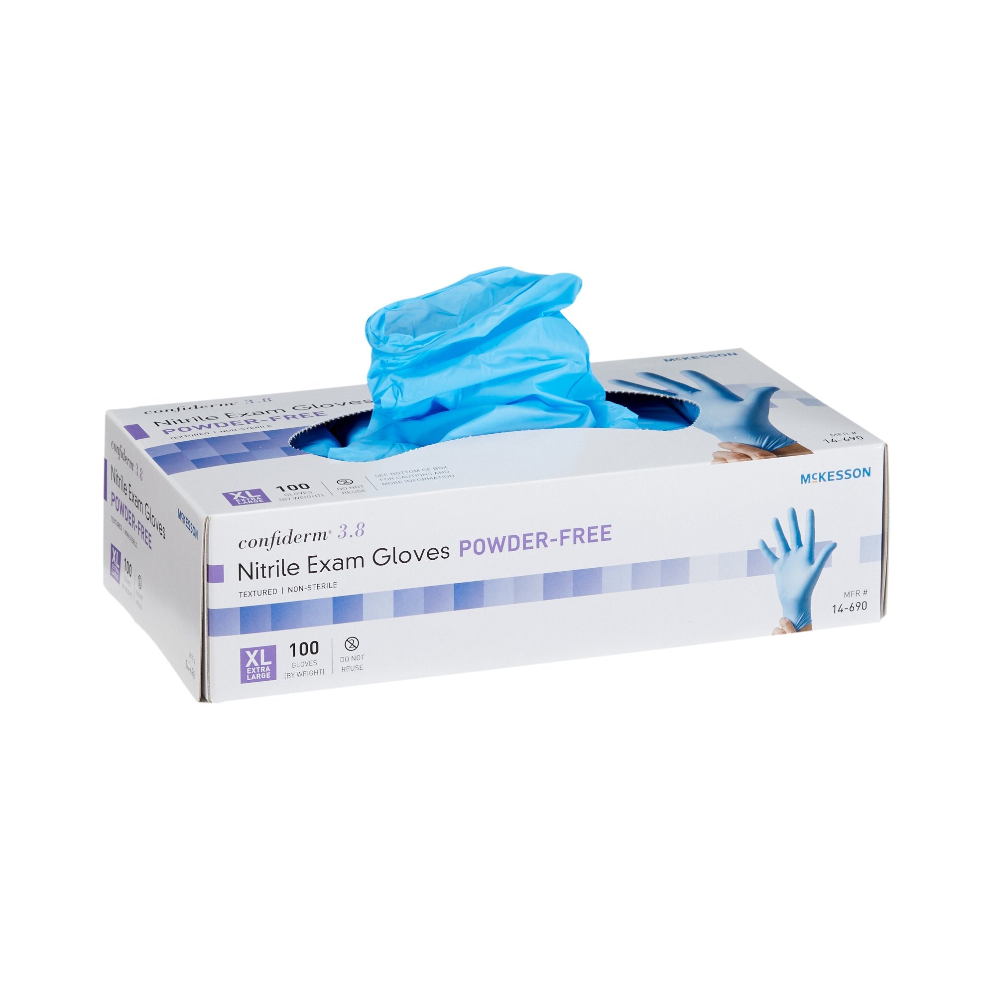 McKesson Confiderm® 3.8 Nitrile Exam Glove, Extra Large, Blue