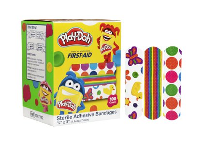 American® White Cross Kid Design (Play Doh) Adhesive Strip, 3/4 x 3 Inch