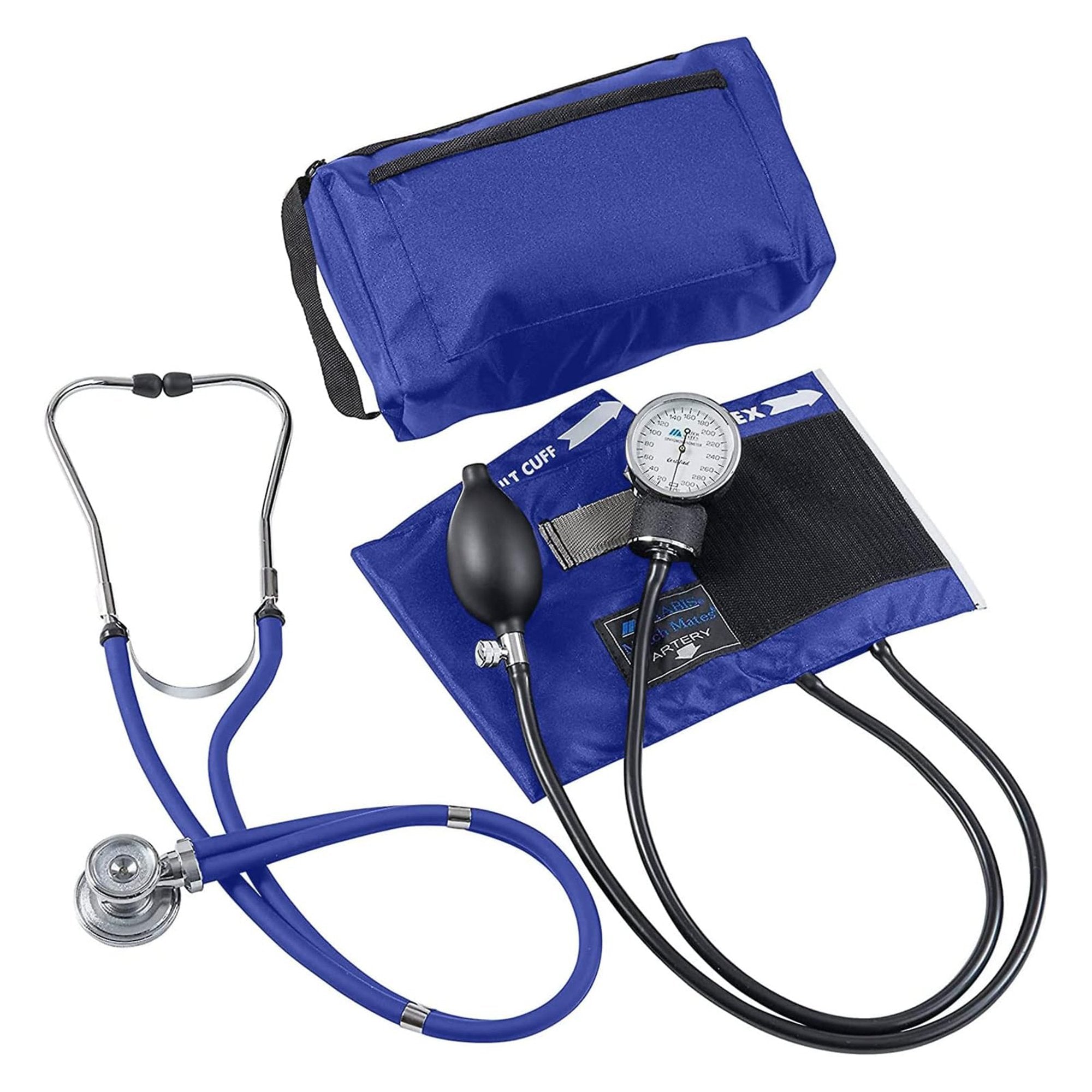 Mabis® MatchMates Aneroid Sphygmomanometer and Stethoscope Blood Pressure Kit, Royal Blue