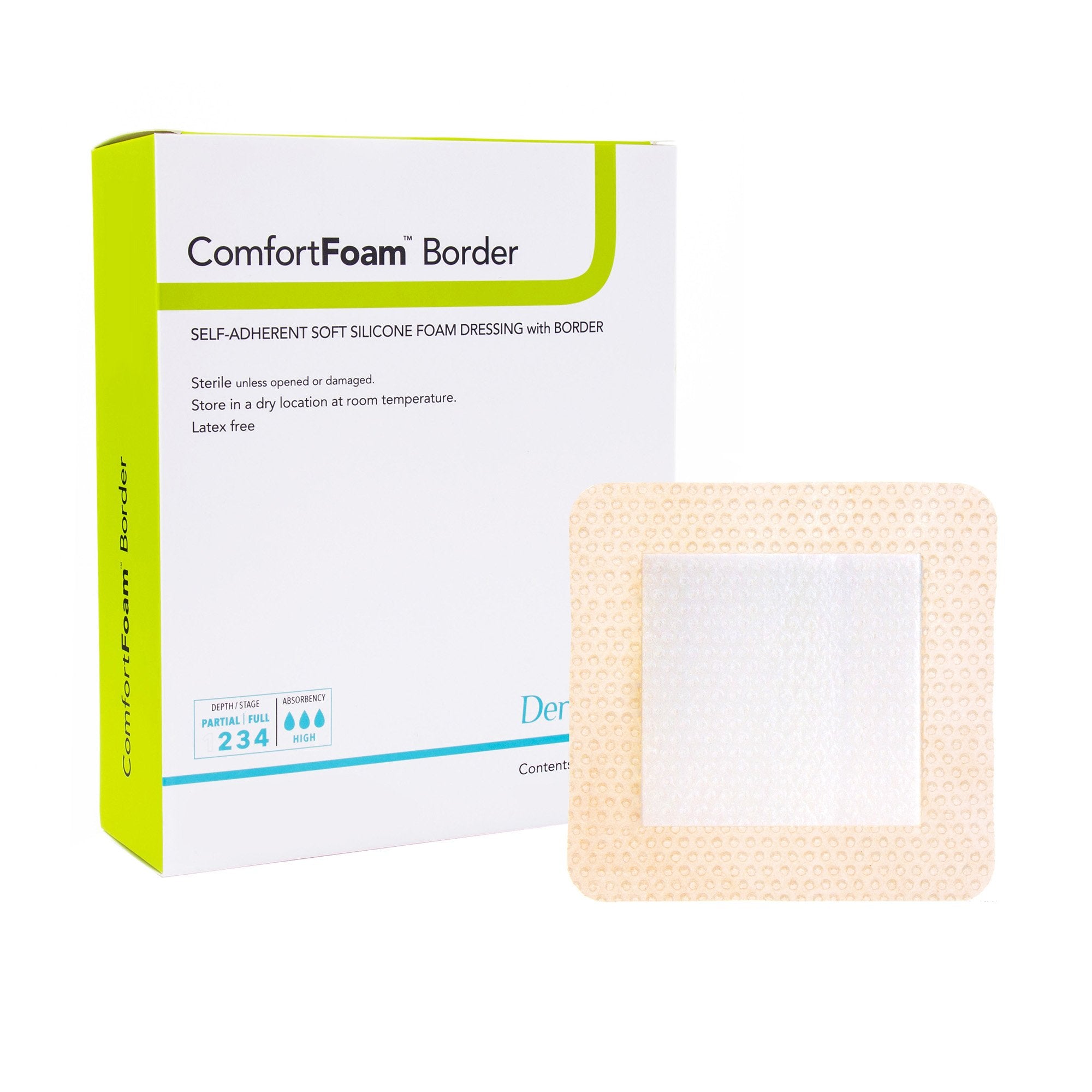 ComfortFoam™ Border Silicone Adhesive with Border Silicone Foam Dressing, 5 x 8 Inch